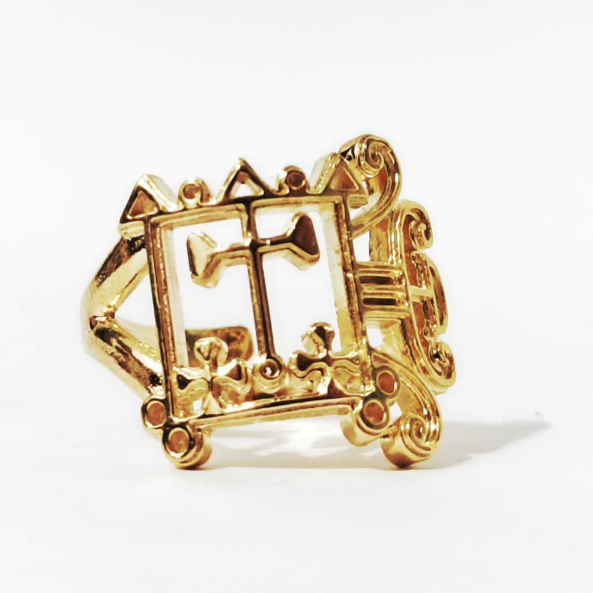 Anel Selo de Orobas Folheado a Ouro
